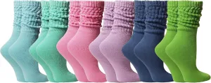 Yacht & Smith 6 Pairs Women's Scrunched Slouch Socks, Cotton Boot Socks Bulk Pack for Everyday Comfort & Style, Size 9-11