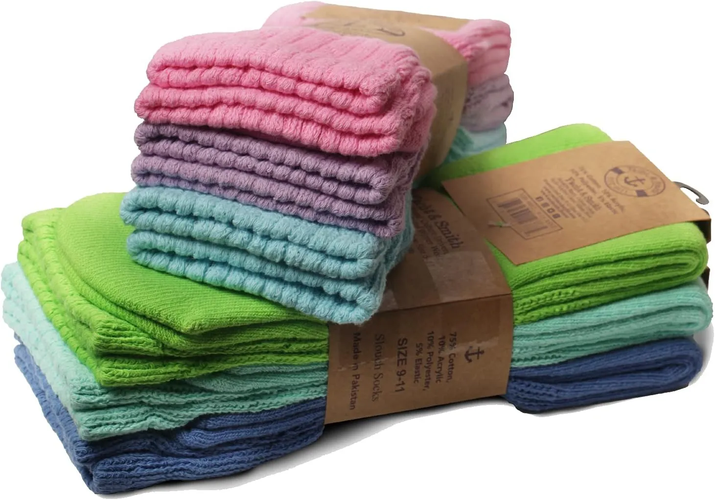 Yacht & Smith 6 Pairs Women's Scrunched Slouch Socks, Cotton Boot Socks Bulk Pack for Everyday Comfort & Style, Size 9-11