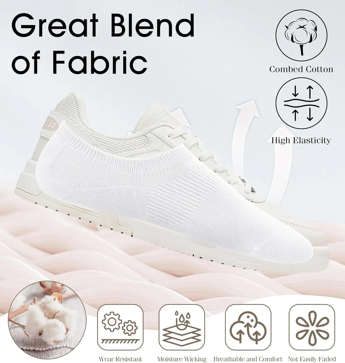 YSense Womens No Show Socks Low Cut Cushioned Cotton Non Slip Invisible Boat Socks 6 Pairs