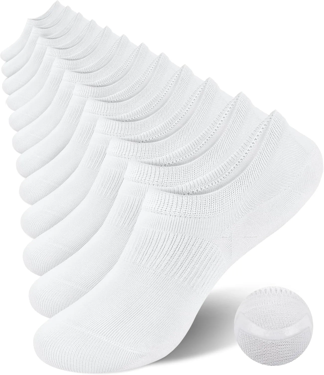 YSense Womens No Show Socks Low Cut Cushioned Cotton Non Slip Invisible Boat Socks 6 Pairs