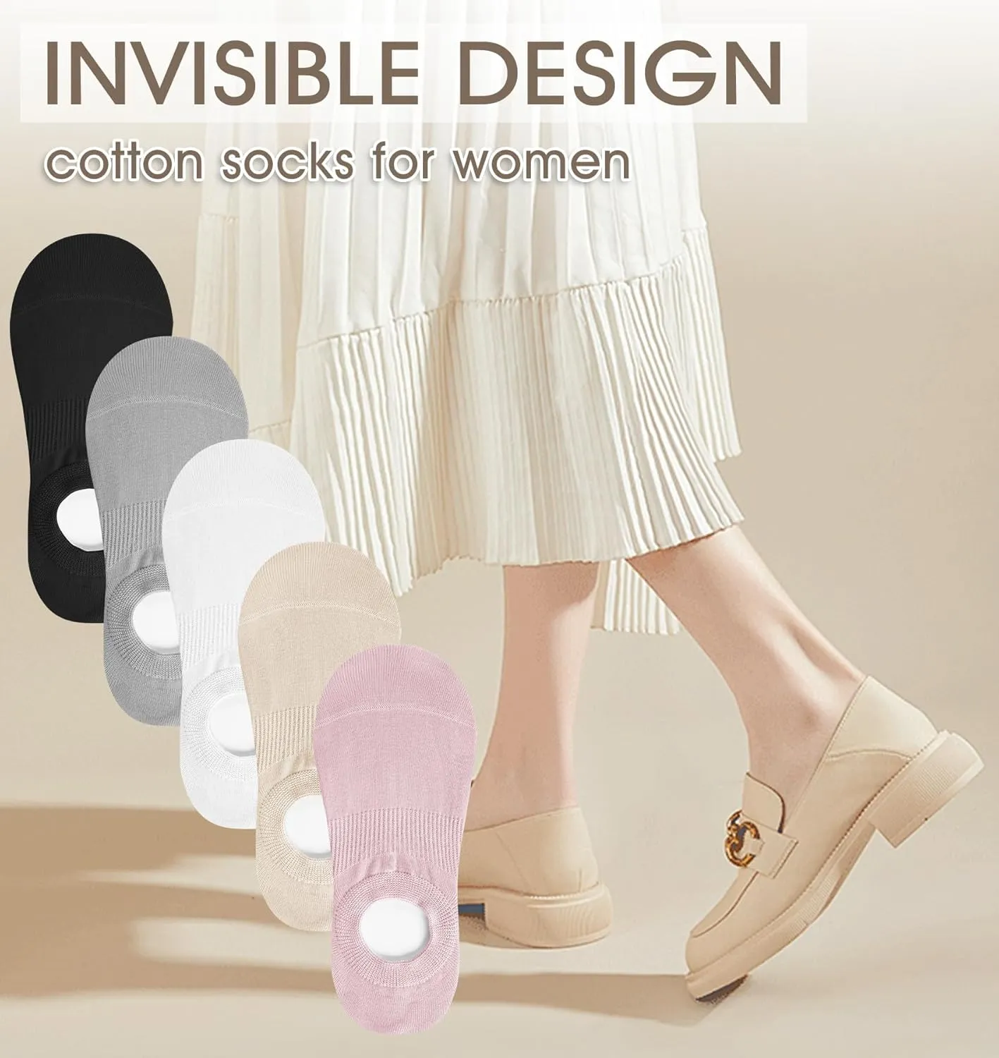 YSense Womens No Show Socks Low Cut Cushioned Cotton Non Slip Invisible Boat Socks 6 Pairs